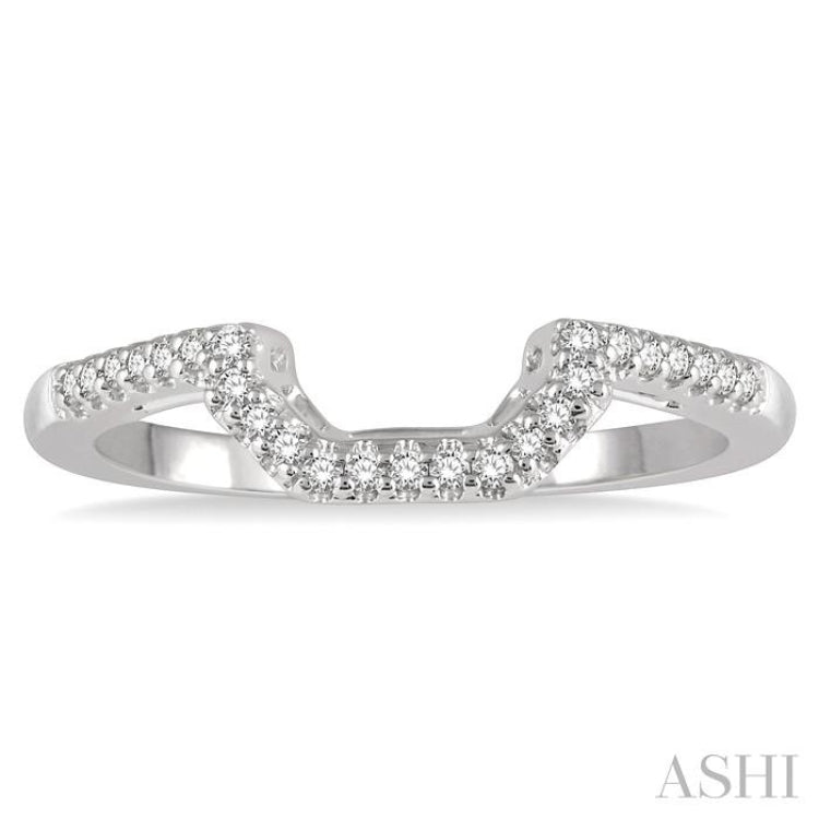 1/8 Ctw U-Shape Center Round Cut Diamond Wedding Band in 14K White Gold