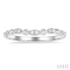 1/20 ctw Marquise Link Round Cut Diamond Wedding Band in 14K White Gold