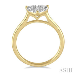 1/2 Ctw Round Cut Diamond Heart Shape Lovebright Ring in 14K Yellow and White Gold