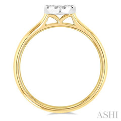 1/4 Ctw Round Cut Diamond Heart Shape Lovebright Ring in 14K Yellow and White Gold