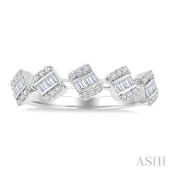 1/3 Ctw Cushion Shape 5-Mount Fusion Baguette and Round Cut Diamond Fashion Ring in 14K White Gold