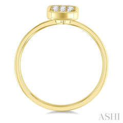 1/6 Ctw Petite Bezel Set Emerald Shape Fusion Baguette and Round Cut Diamond Fashion Ring in 10K Yellow Gold