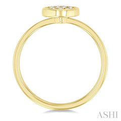 1/6 Ctw Petite Bezel Set Round Shape Fusion Baguette and Round Cut Diamond Fashion Ring in 10K Yellow Gold