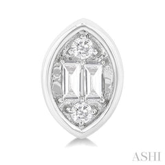 1/5 Ctw Petite Bezel Set Marquise Shape Fusion Baguette and Round Cut Diamond Fashion Stud Earring in 10K White Gold