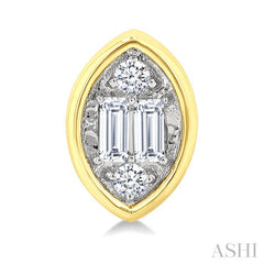 1/5 Ctw Petite Bezel Set Marquise Shape Fusion Baguette and Round Cut Diamond Fashion Stud Earrings in 10K Yellow Gold