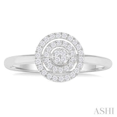 1/6 Ctw Double Halo Round shape Petite Round Cut Diamond Fashion Ring in 10K White Gold