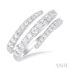 1 Ctw Spiral Round Cut Diamond Fashion Open Wrap Band in 14K White Gold