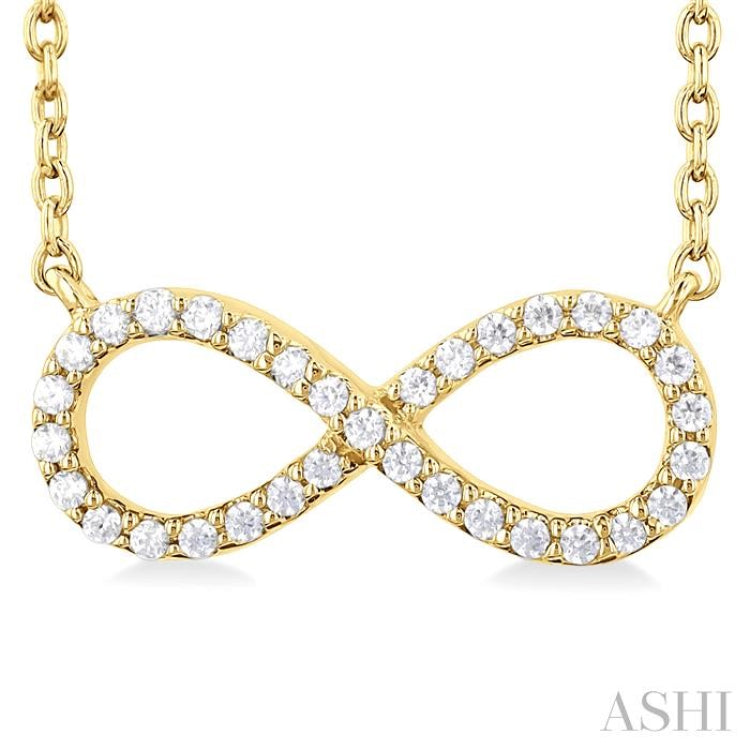 1/10 Ctw Round Cut Diamond Infinity Petite Pendant With Chain in 14K Yellow Gold