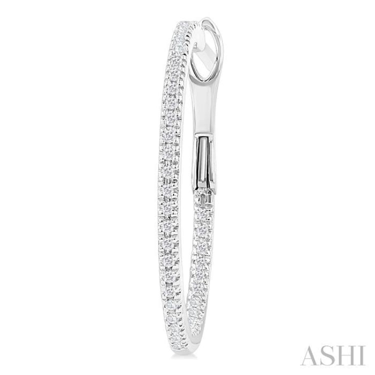 1/4 Ctw Inside & Outside Round Cut Diamond Hoop Earring in 14K White Gold