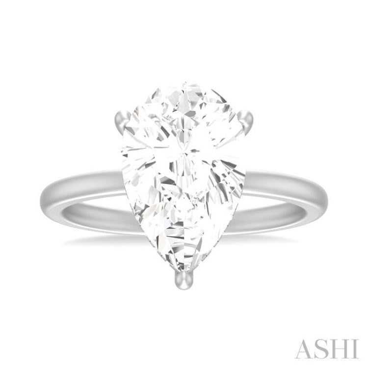 1/8 Ctw Pear Shape Round Cut Diamond Semi Mount Engagement Ring in 14K White Gold