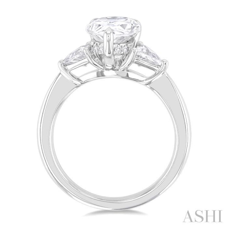 1.00 Ctw Pear Shape Trillion Cut & Round Cut Diamond Semi Mount Engagement Ring in 14K White Gold