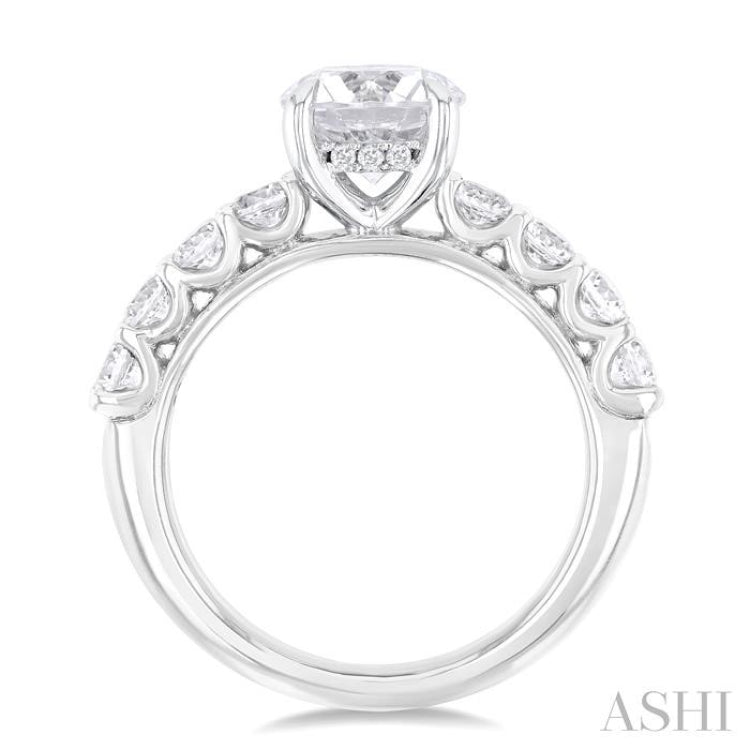 7/8 Ctw Round Shape Round Cut Diamond Semi Mount Engagement Ring in 14K White Gold