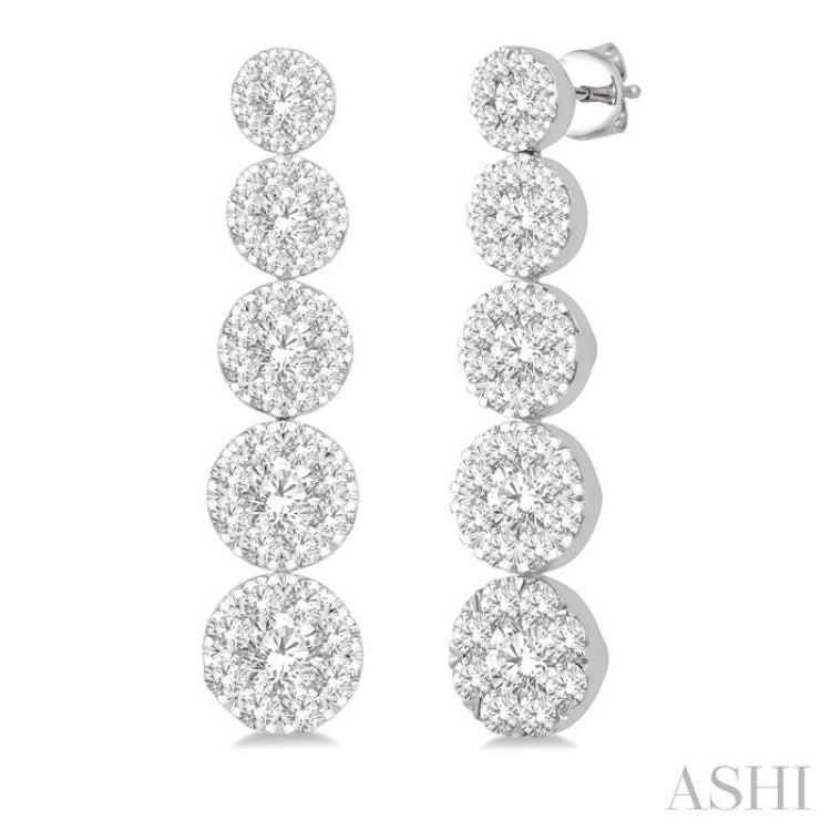 2 Ctw Lovebright Round Cut Diamond Earrings in 14K White Gold