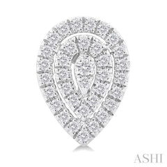 1/5 ctw Double Halo Pear Shape Petite Round Cut Diamond Fashion Stud Earring in 10K White Gold