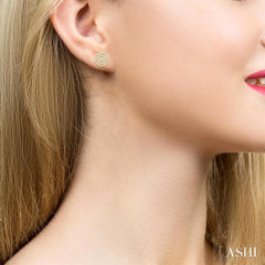 1/5 ctw Double Halo Round Shape Petite Round Cut Diamond Fashion Stud Earring in 10K Yellow Gold