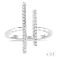 1/6 ctw Open Double Bar Round Cut Diamond Fashion Ring in 10K White Gold