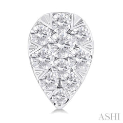 1/6 ctw Lovebright Petite Pear Shape Round Cut Diamond Fashion Stud Earring in 10K White Gold