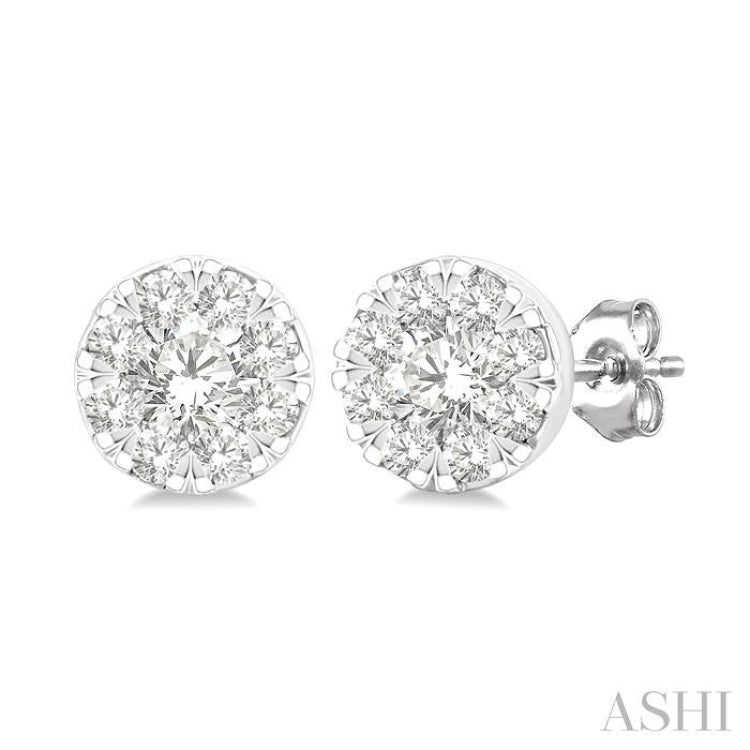 1/6 Ctw Lovebright Petite Round Shape Round Cut Diamond Fashion Stud Earrings in 10K Yellow and White Gold