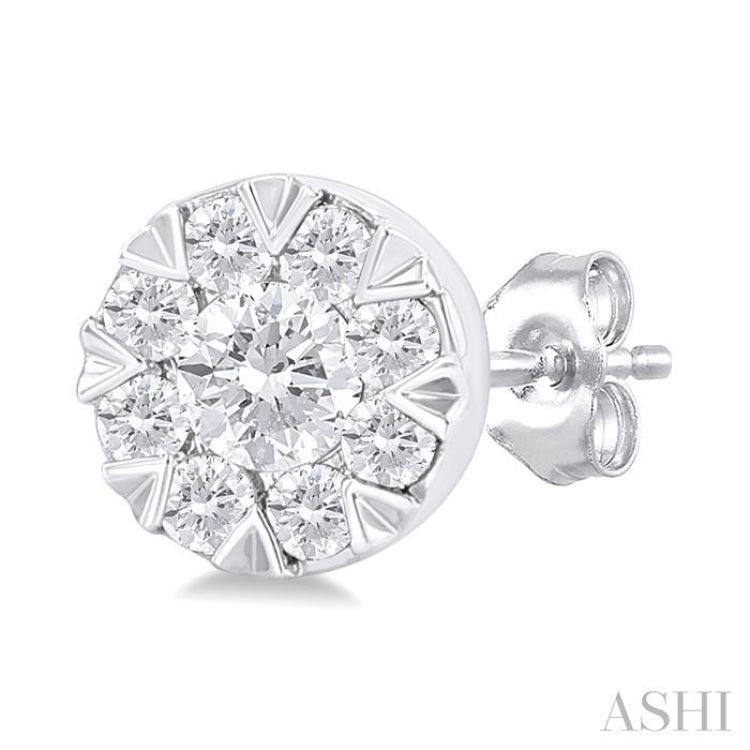 1/6 ctw Lovebright Petite Round Shape Round Cut Diamond Fashion Stud Earring in 10K White Gold