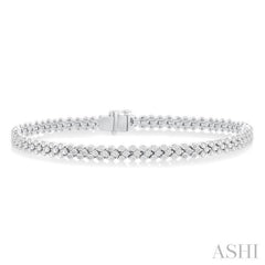 3 1/2 ctw Chevron Three Row Round Cut Diamond Tennis Bracelet in 14K White Gold