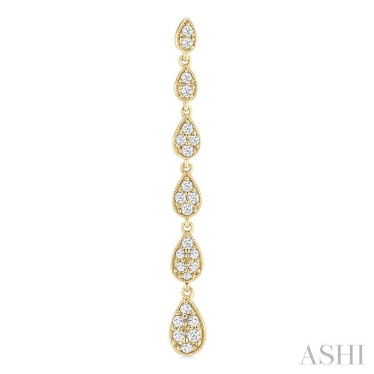 1/2 Ctw Graduated Pear Shape Round Cut Diamond Fashion Long Earring in 14K Yellow Gold