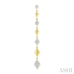 1/2 Ctw Graduated Kite Shape Round Cut Diamond Fashion Long Earring in 14K Yellow and White Gold