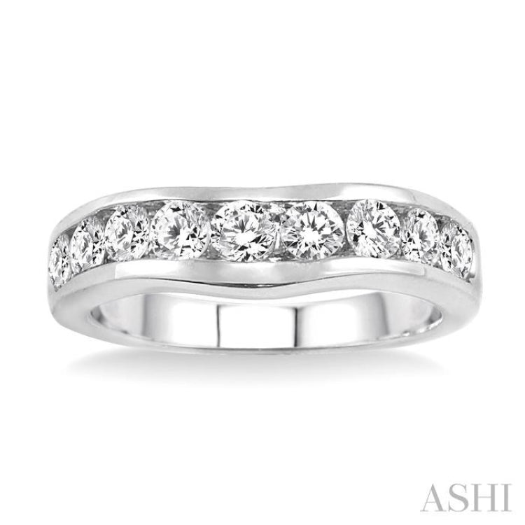 1 Ctw Round Diamond Matching Wedding Band in 14K White Gold