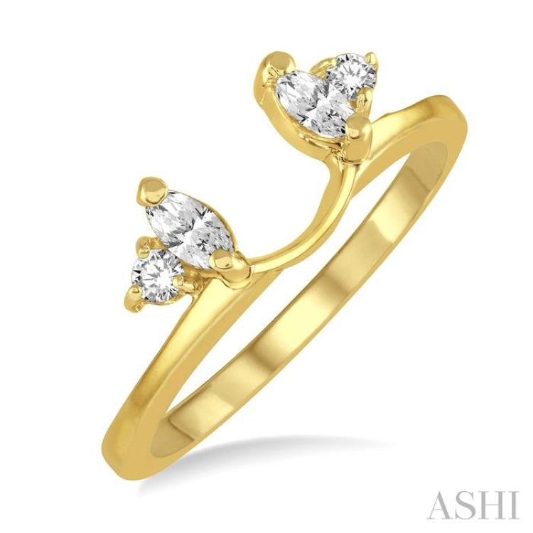 1/5 Ctw Marquise and Round cut Diamond Wrap Ring in 14K Yellow Gold