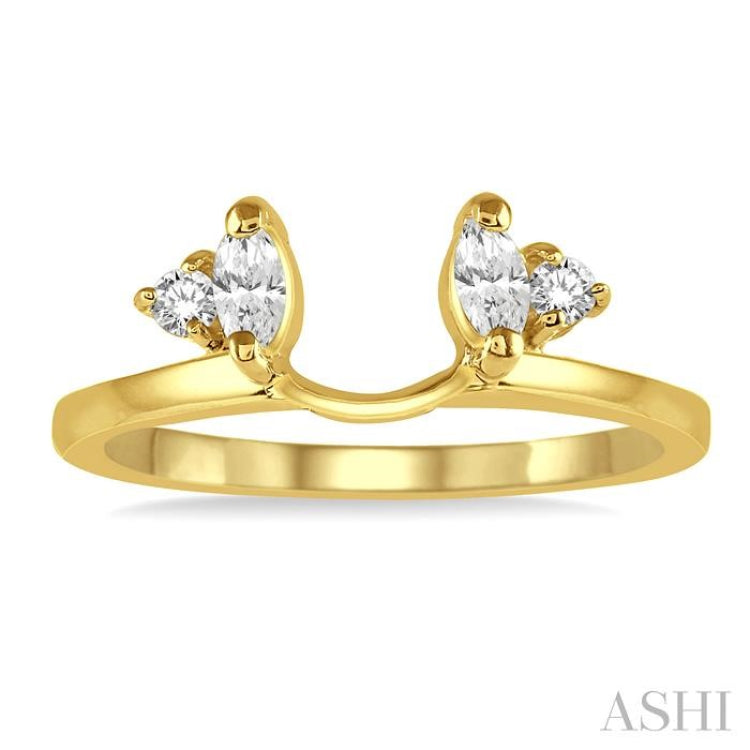 1/5 Ctw Marquise and Round cut Diamond Wrap Ring in 14K Yellow Gold