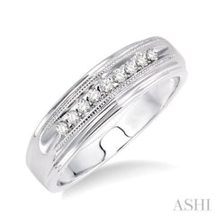 1/8 Ctw Round Cut Diamond Men's Ring in 14K White Gold