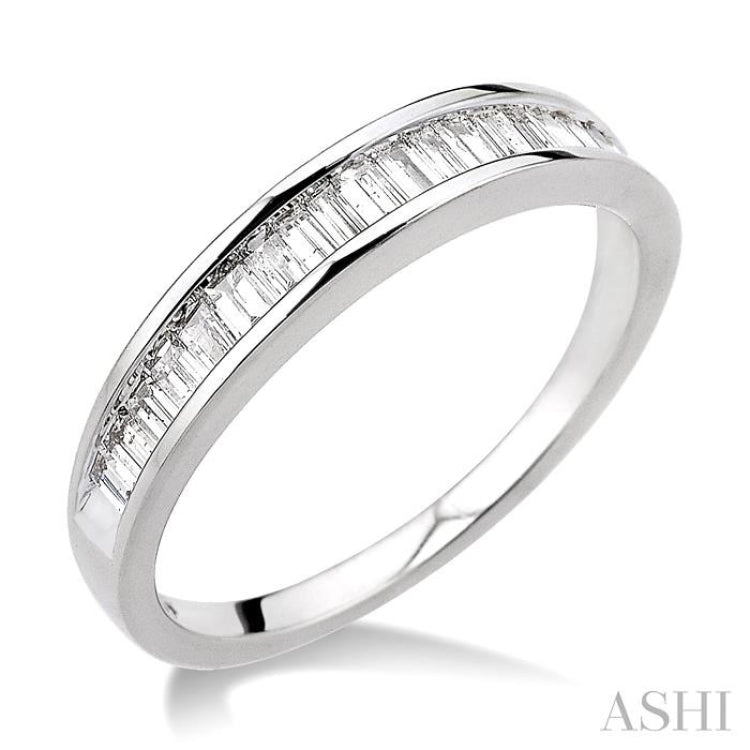 1/2 Ctw Channel Set Baguette Cut Diamond Wedding Band in 14K White Gold