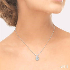 Round Cut Diamond Solitaire Pendant in 14K White Gold with Chain