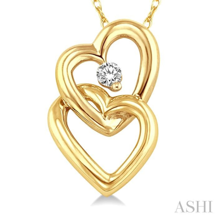 1/20 Ctw Round Cut Diamond Pendant in 14K Yellow Gold with Chain