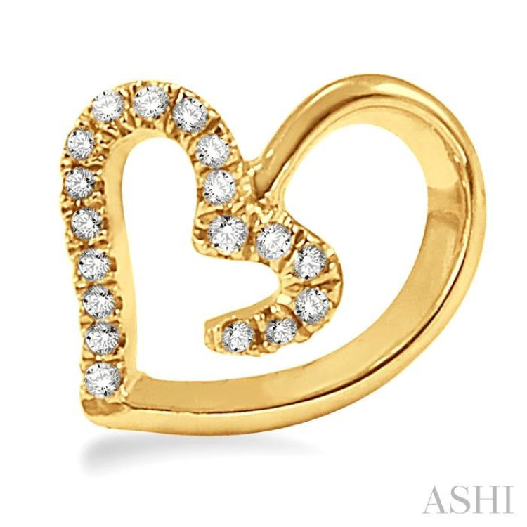 1/10 Ctw Round Cut Diamond Heart Shape Earrings in 10K Yellow Gold