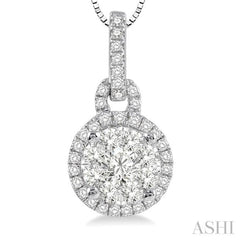 1/2 Ctw Lovebright Round Cut Diamond Pendant in 14K White Gold with Chain