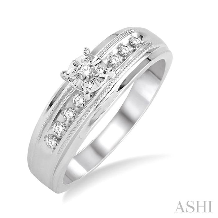 1/8 Ctw Round Cut Diamond Engagement Ring in 10K White Gold