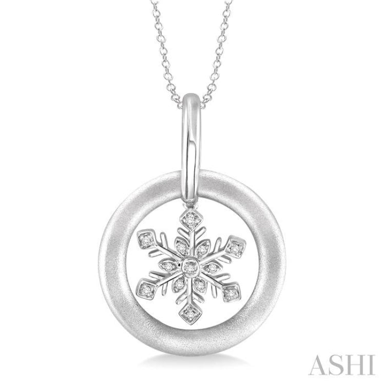 1/20 Ctw Single Cut Diamond Snow Flower Pendant in Sterling Silver with Chain