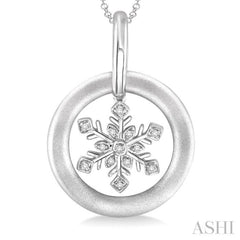 1/20 Ctw Single Cut Diamond Snow Flower Pendant in Sterling Silver with Chain