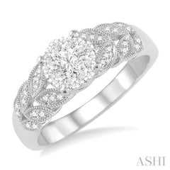 1/3 Ctw Lovebright Round Cut Diamond Ring in 10K White Gold