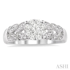 1/3 Ctw Lovebright Round Cut Diamond Ring in 10K White Gold