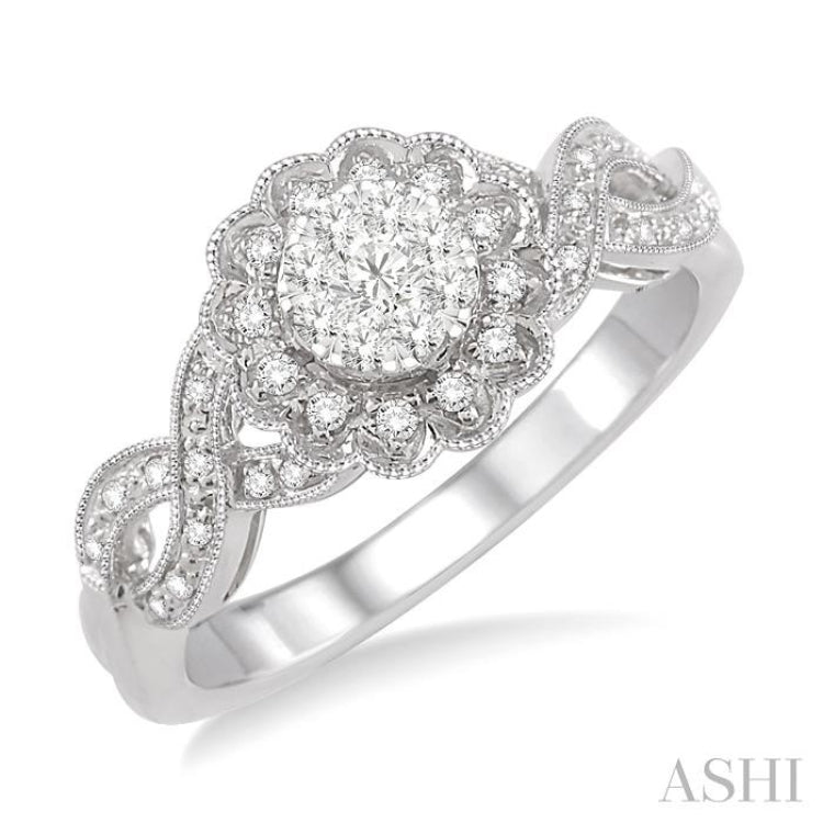 1/3 Ctw Lovebright Round Cut Diamond Ring in 10K White Gold