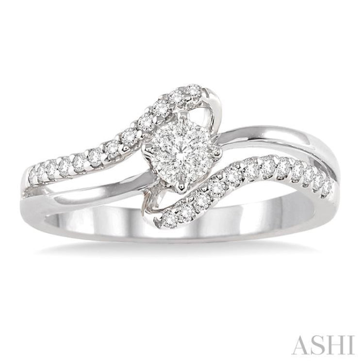 1/4 Ctw Lovebright Round Cut Diamond Ring in 14K White Gold