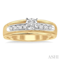 1/8 Ctw Round Cut Diamond Ladies Duo Ring in 14K Yellow Gold