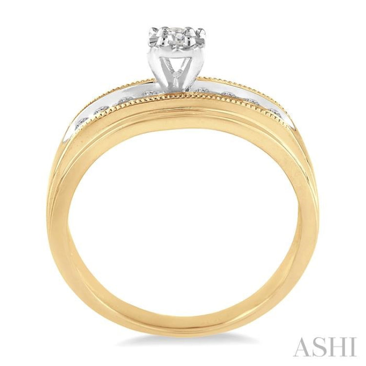 1/8 Ctw Round Cut Diamond Ladies Duo Ring in 14K Yellow Gold