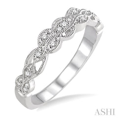 1/10 Ctw Round Cut Diamond Wedding Band in 14K White Gold