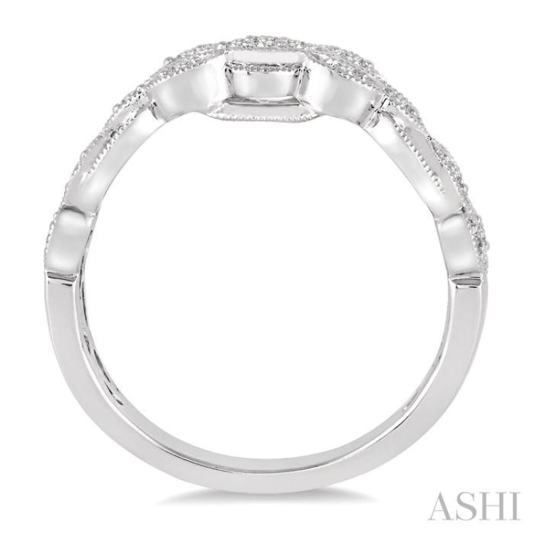 1/10 Ctw Round Cut Diamond Wedding Band in 14K White Gold