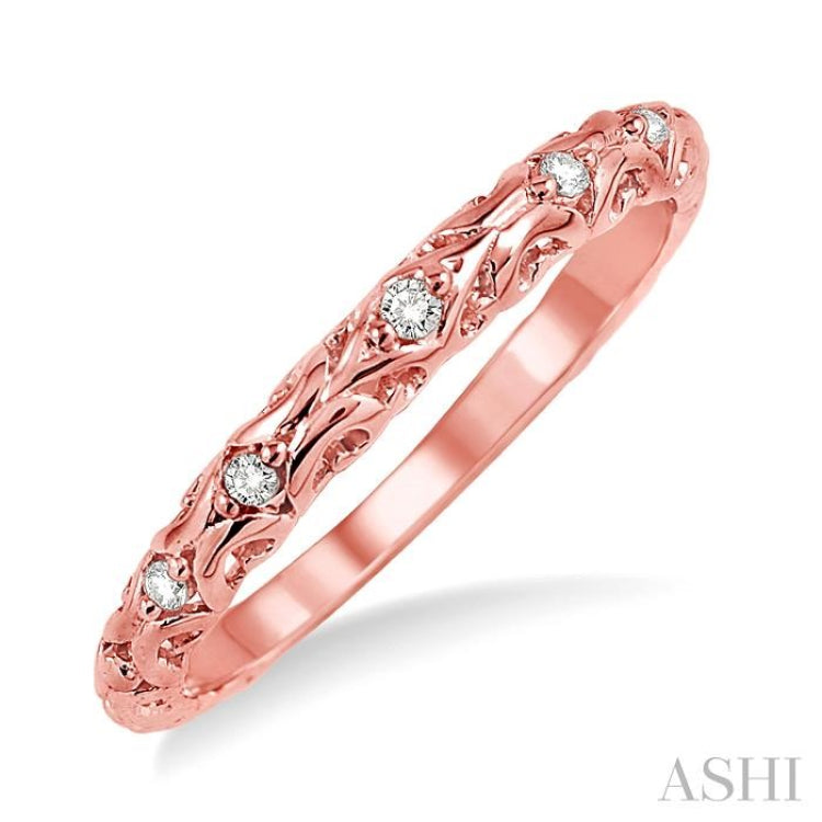 1/20 Ctw Round Cut Diamond Wedding Band in 14K Rose Gold