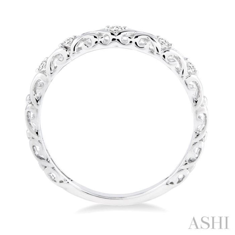 1/20 Ctw Round Cut Diamond Wedding Band in 14K White Gold