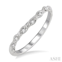 1/10 Ctw Round Cut Diamond Wedding Band in 14K White Gold