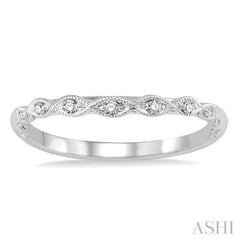 1/10 Ctw Round Cut Diamond Wedding Band in 14K White Gold